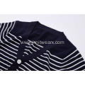 Boy's Knitted Buttoned White Black Stripe School Cardigan